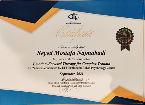 مدرک درمان تروما پیچیده - مصطفی نجم آبادی complex truma certificate
